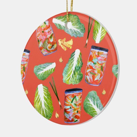 Kimchi Zutaten Fun Fermentation Wasserfarbe Keramik Ornament (Links)