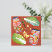 Kimchi Zutaten Geruchliche Fermentation Wasserfarb Feiertagskarte (Stehend Vorderseite)