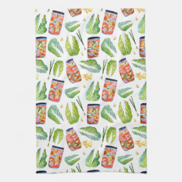 Kimchi Zutaten Geruchliche Fermentation Wasserfarb Geschirrtuch