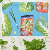 Kimchi Zutaten Wasserfarbener Fun Fermentation Geschirrtuch (Gefaltet)