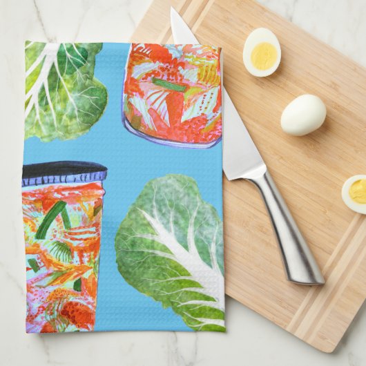 Kimchi Zutaten Wasserfarbener Fun Fermentation Geschirrtuch (Viertel Falte)