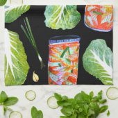 Kimchi Zutaten Wasserfarbener Fun Fermentation Geschirrtuch (Gefaltet)