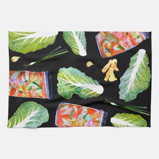 Kimchi Zutaten Wasserfarbener Fun Fermentation Geschirrtuch (Horizontal)