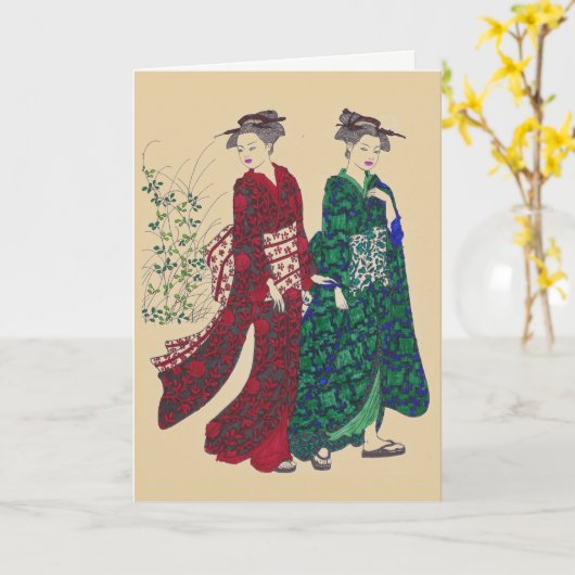 Kimono #1 Grußkarte - Anpassen Karte (Gelbe Blume)