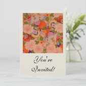 Kimono Blume Rosa Blumenmuster Einladung (Stehend Vorderseite)