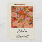 Kimono Blume Rosa Blumenmuster Einladung (Vorne/Hinten)