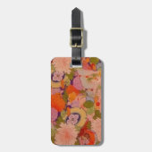 Kimono-Blume Rosa Blumenmuster Gepäckanhänger (Vorderseite vertikal)
