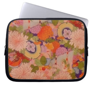 Kimono Blume Rosa Blumenmuster Laptopschutzhülle