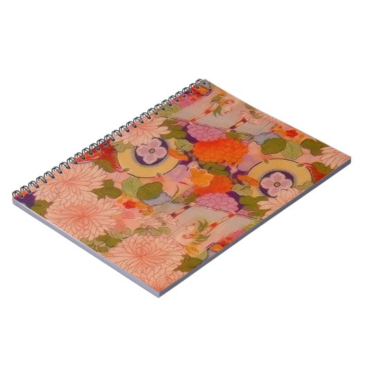 Kimono Blume Rosa Blumenmuster Notizblock (Linke Seite)