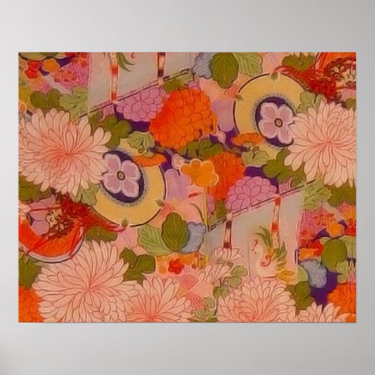 Kimono Blume Rosa Blumenmuster Poster (Vorne)
