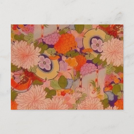 Kimono Blume Rosa Blumenmuster Postkarte (Vorderseite)