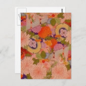 Kimono Blume Rosa Blumenmuster Postkarte (Vorne/Hinten)