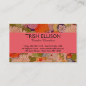 Kimono Blume Rosa Blumenmuster Visitenkarte (Rückseite)