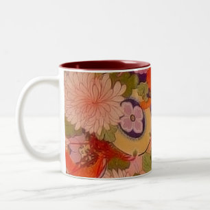 Kimono Blume Rosa Blumenmuster Zweifarbige Tasse