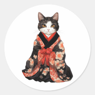 Kimono Cat Runder Aufkleber