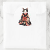 Kimono Cat Runder Aufkleber (Tasche)
