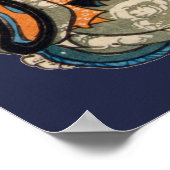 Kimono Cat, Utagawa Yoshifuji, Ukiyo-e Poster (Ecke)