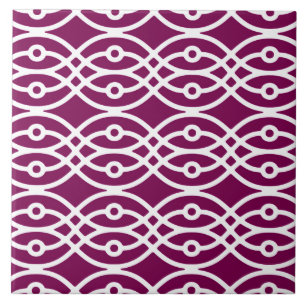 Kimono-Druck, Aubergine lila und weiß Fliese