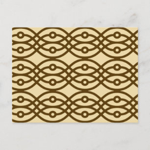 Kimono-Druck, beige und schokoladenbraun Postkarte