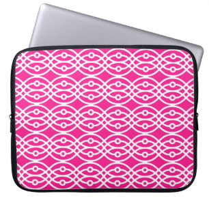 Kimono-Druck, fuchsia pink und weiß Laptopschutzhülle