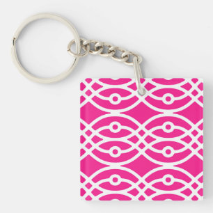 Kimono-Druck, fuchsia pink und weiß Schlüsselanhänger