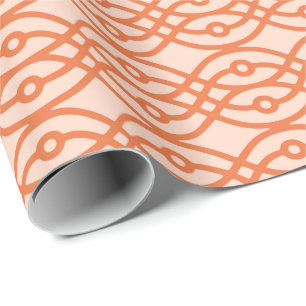 Kimono-Druck, Korallenorange Geschenkpapier