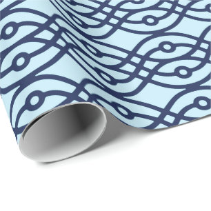 Kimono-Druck, navy und hellblau Geschenkpapier
