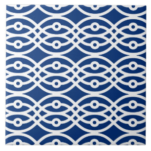Kimono-Druck, navyblau und weiß Fliese