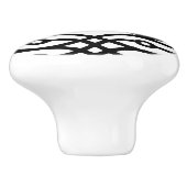 Kimono-Druck, schwarz auf weiß Keramikknauf (Seitenansicht)