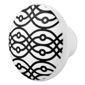 Kimono-Druck, schwarz auf weiß Keramikknauf (Rechts)