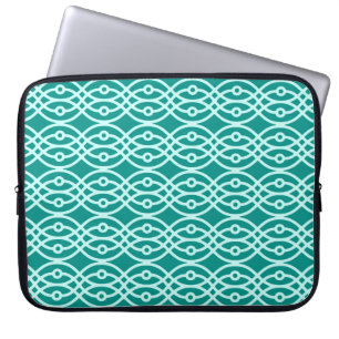 Kimono-Druck, Türkis und Aquamarin Laptopschutzhülle