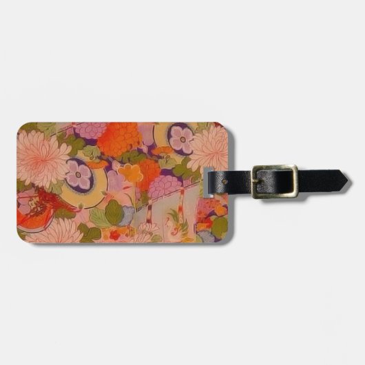 Kimono Flower Pink Floral Pattern Gepäckanhänger (Vorderseite horizontal)