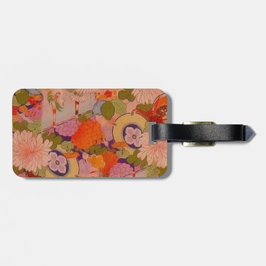 Kimono Flower Pink Floral Pattern Gepäckanhänger (Rückseite horizontal)
