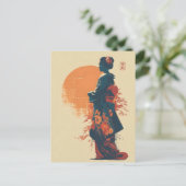 Kimono-Frau Vintage Postkarte (Stehend Vorderseite)