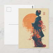 Kimono-Frau Vintage Postkarte (Vorne/Hinten)