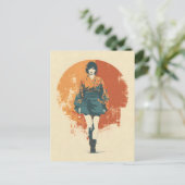 Kimono-Frau Vintage Postkarte (Stehend Vorderseite)