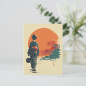 Kimono-Frau vintage Postkarte (Stehend Vorderseite)