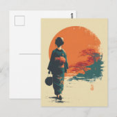 Kimono-Frau vintage Postkarte (Vorne/Hinten)