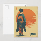 Kimono-Frau vintage Postkarte (Vorne/Hinten)