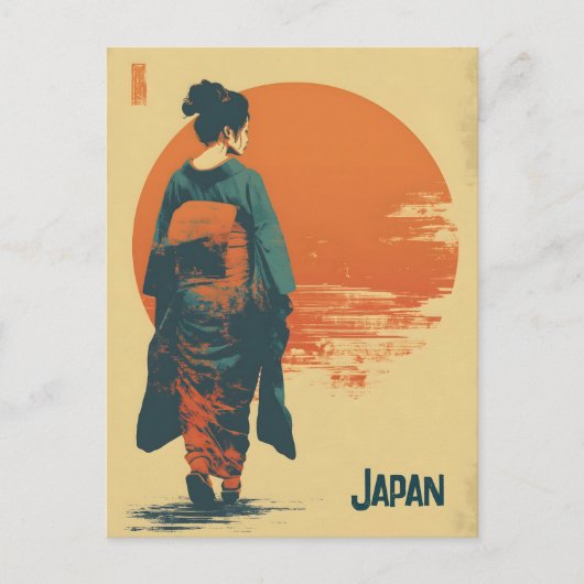 Kimono-Frau vintage Postkarte (Vorderseite)