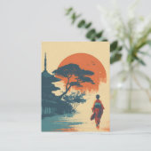 Kimono-Frau Vintage Postkarte (Stehend Vorderseite)
