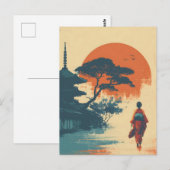 Kimono-Frau Vintage Postkarte (Vorne/Hinten)