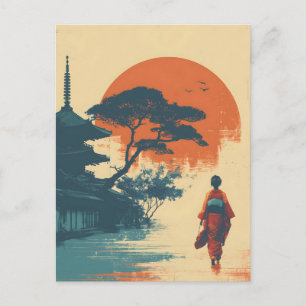 Kimono-Frau Vintage Postkarte