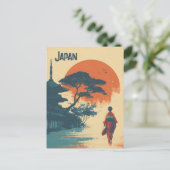 Kimono-Frau Vintage Postkarte (Stehend Vorderseite)