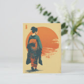 Kimono-Frau Vintage Postkarte (Stehend Vorderseite)
