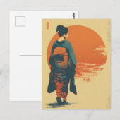 Kimono-Frau Vintage Postkarte (Vorne/Hinten)