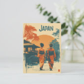 Kimono-Frauen Vintage Postkarte (Stehend Vorderseite)