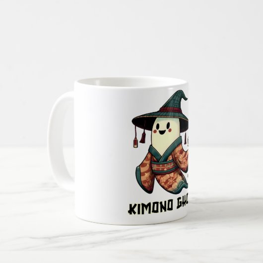 Kimono Geist - Trick oder Leckerbissen - Happy hal Kaffeetasse (Vorderseite Links)