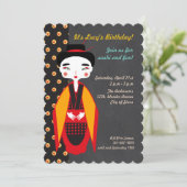 Kimono Girl Birthday Party Einladung (Stehend Vorderseite)