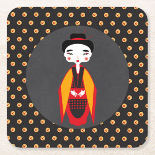Kimono Girl Birthday Party Rechteckiger Pappuntersetzer